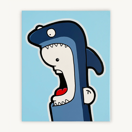 Shouter vs Shark painting