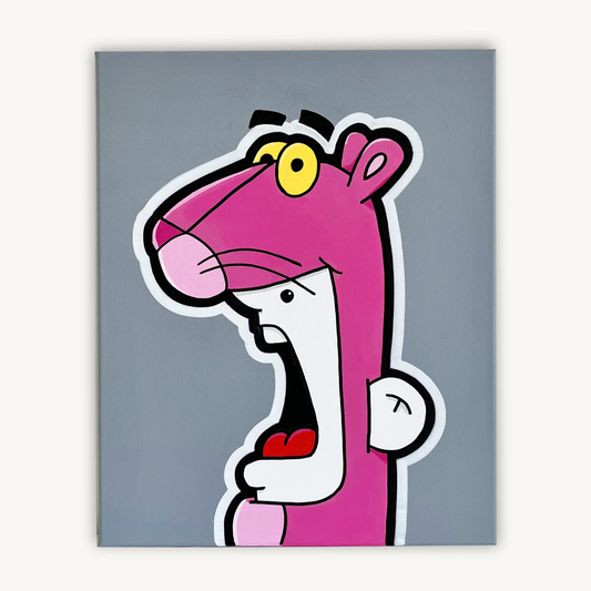 Shouter vs Pink Panther painting
